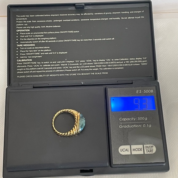 David Yurman Solid 18k Gold Blue Topaz Noblesse Ring - Size 7 - Picture 9 of 12